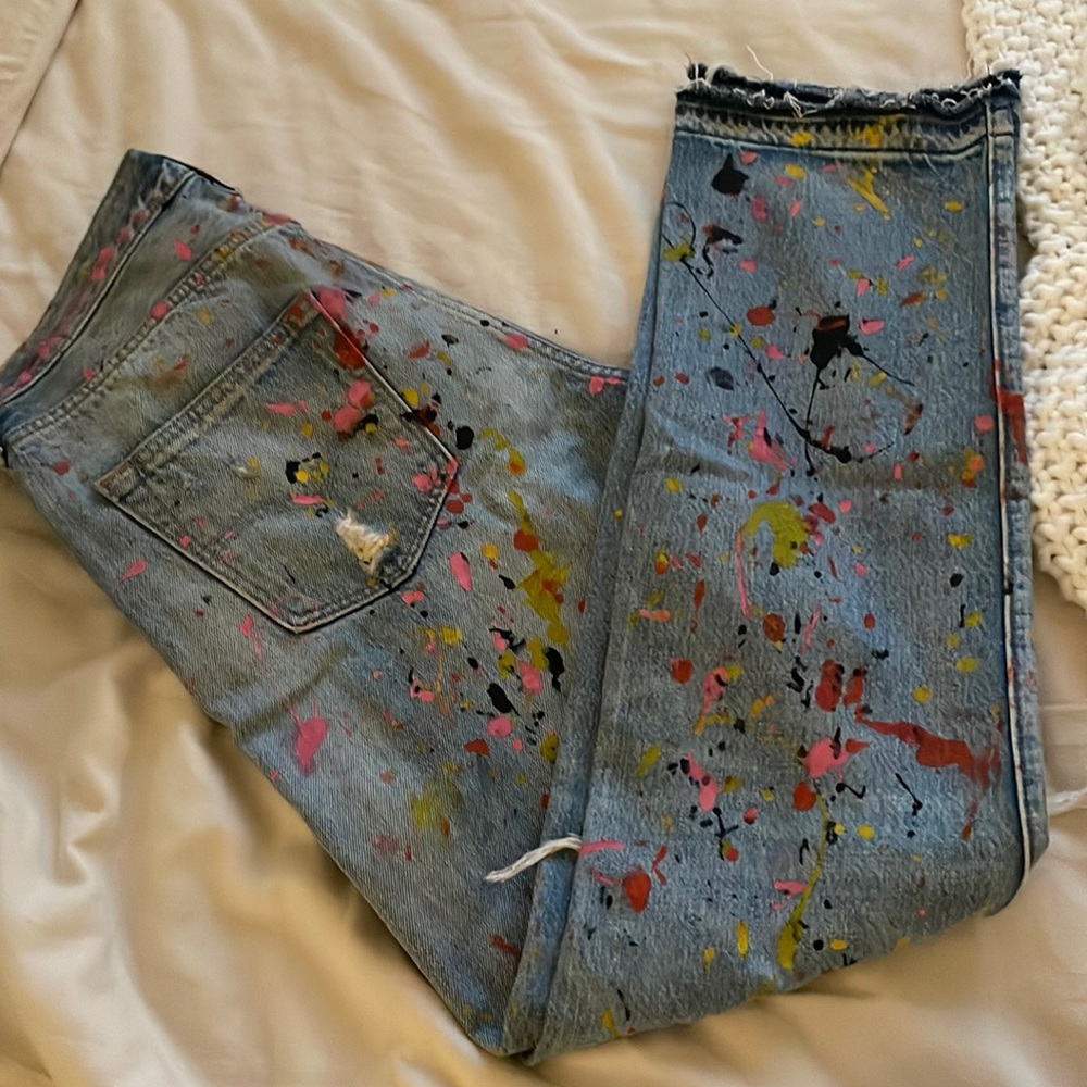 Hand painted + distressed Distressed Levi’s